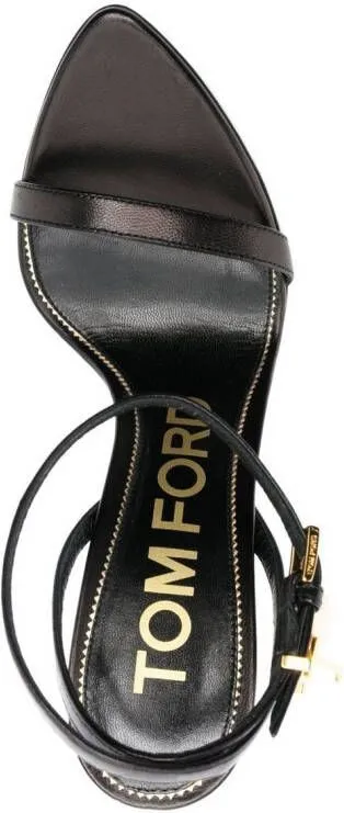 TOM FORD Padlock 105mm leather sandals Black