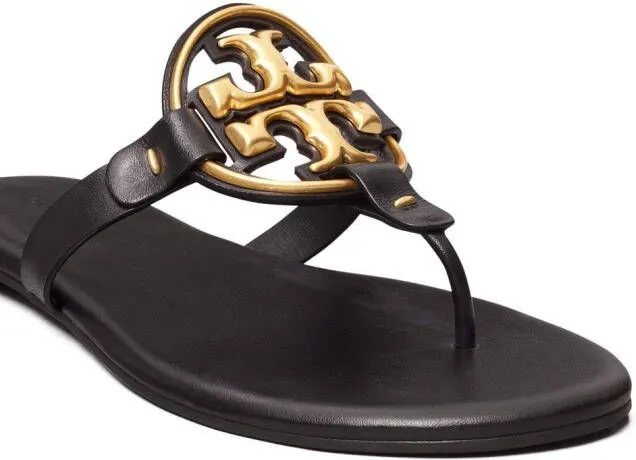 Tory Burch logo-plaque leather sandals Black