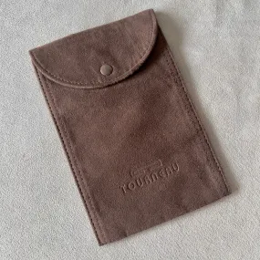 TOURNEAU Brown Faux Suede Pouch 7x4.5 inches