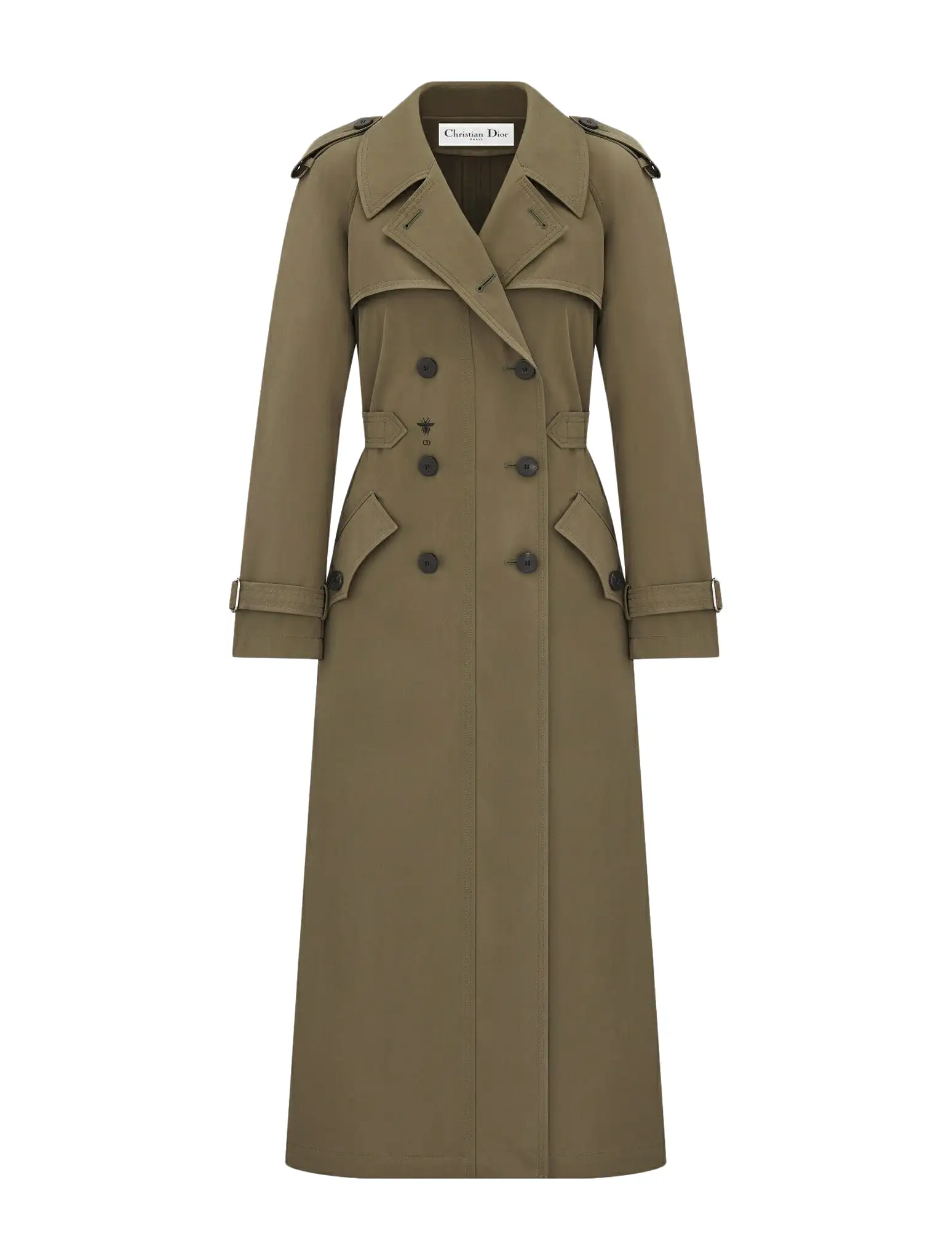 Trench coat in khaki cotton gabardine