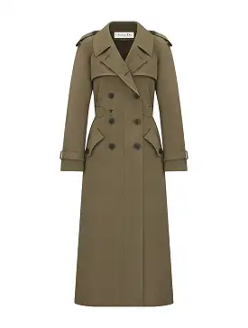 Trench coat in khaki cotton gabardine