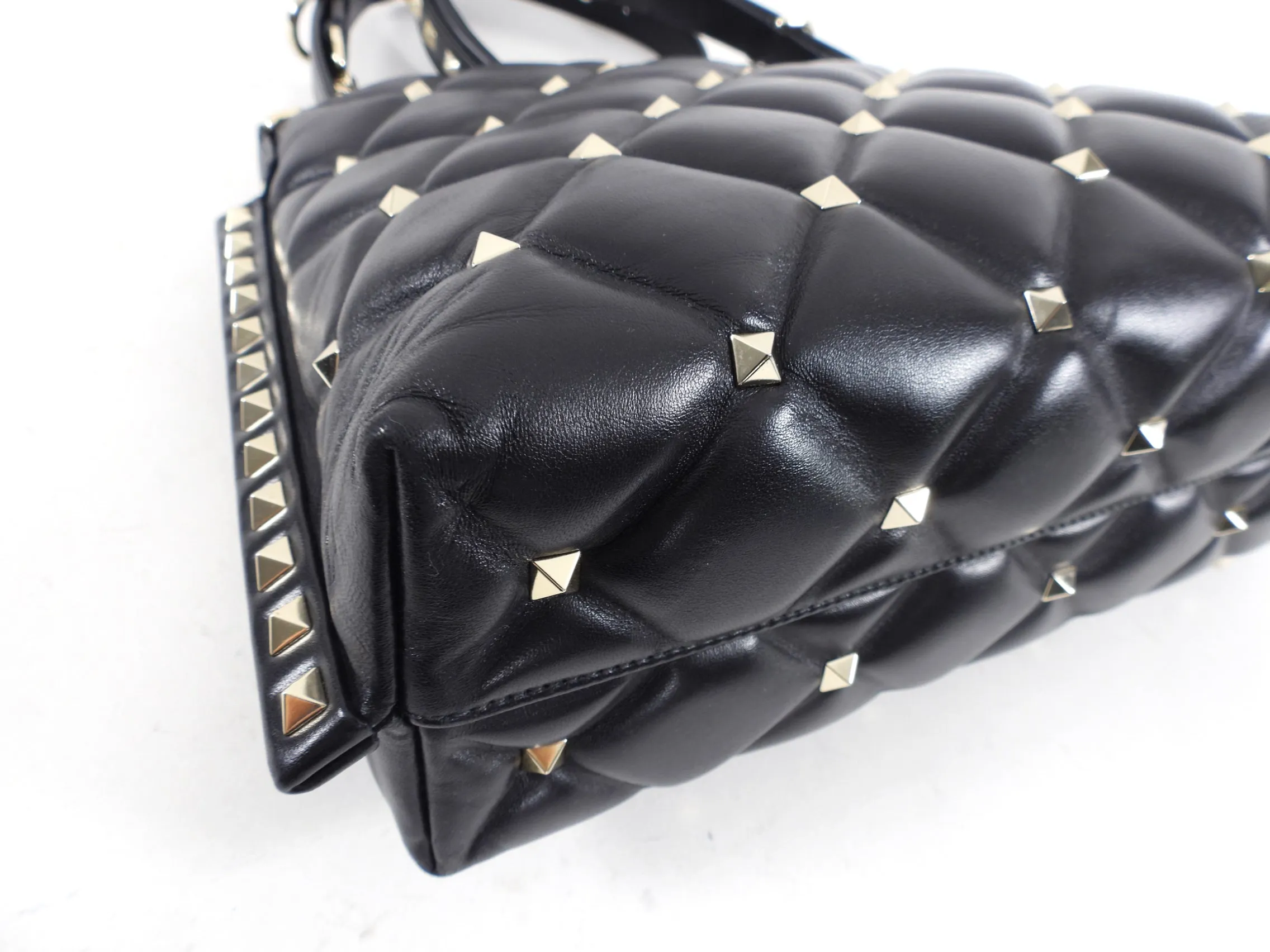 Valentino Black Quilted Candystud Shoulder Bag