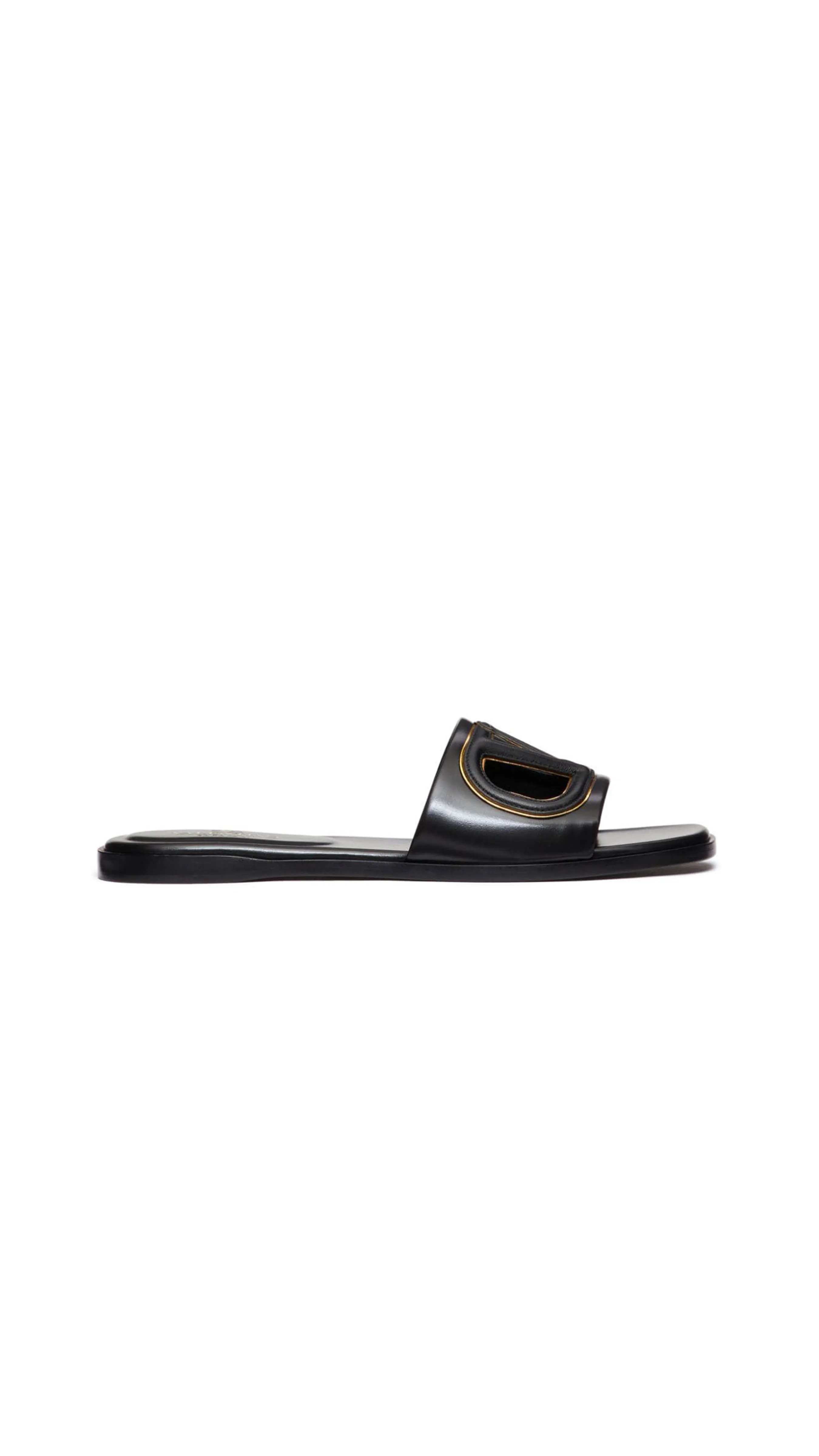 Vlogo Cut-out Leather Sandals - Black