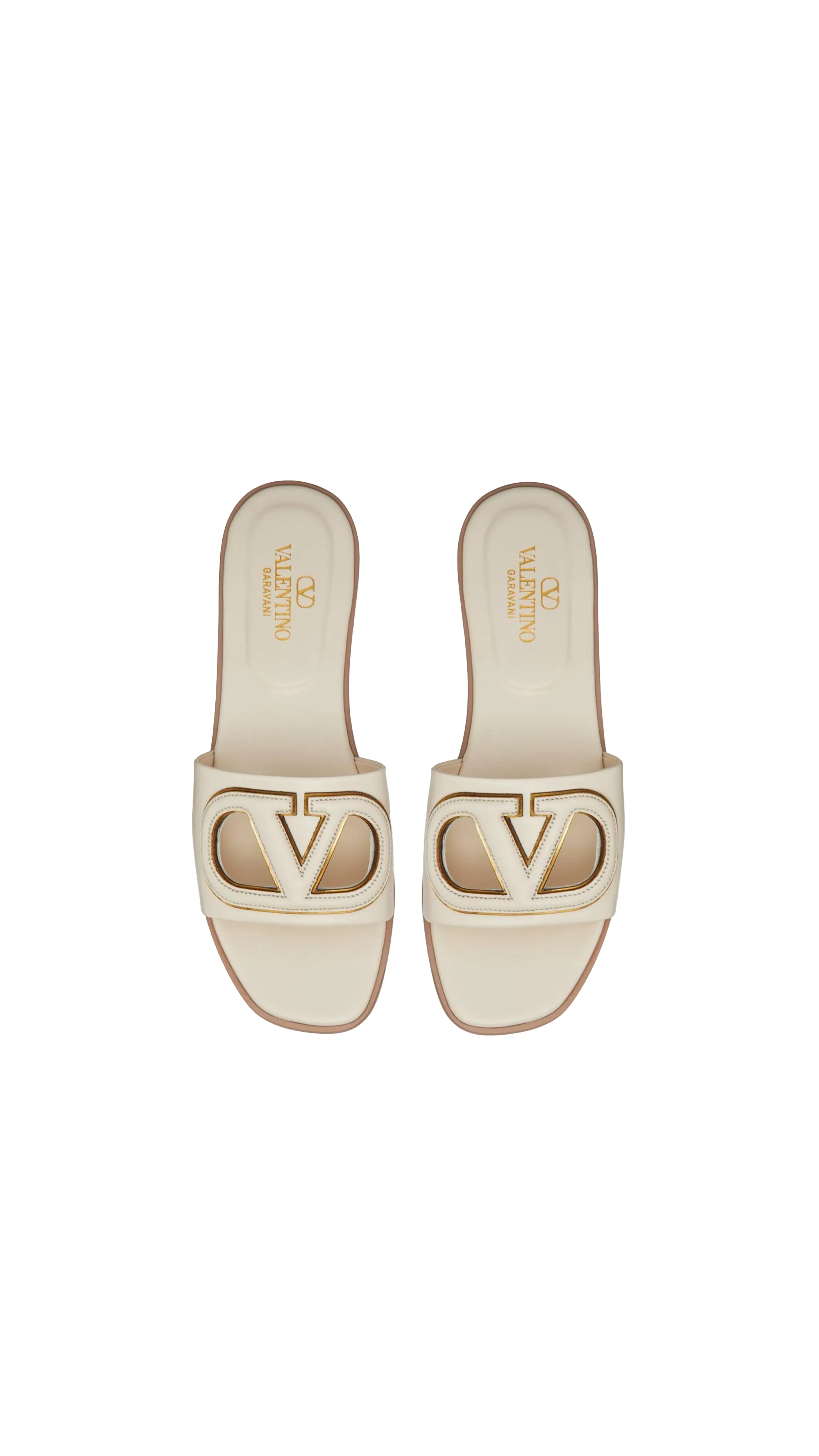 Vlogo Cut-out Leather Sandals - Ivory