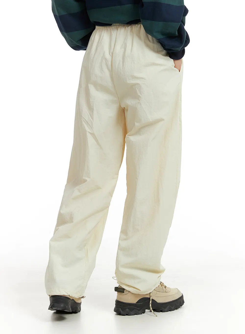 Wide Leg Drawstring Parachute Jogger Pants OM408