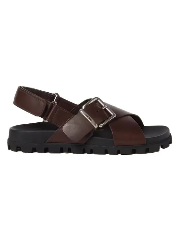 Women s Sporty Leather Sandals Dark Brown