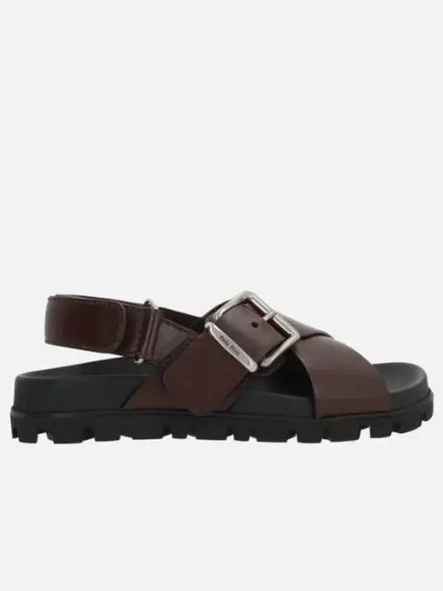 Women s Sporty Leather Sandals Dark Brown