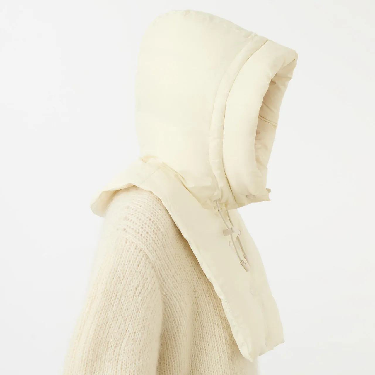 YVES SALOMON Capuche Padded Hood Bib - A1006 MERINGUE